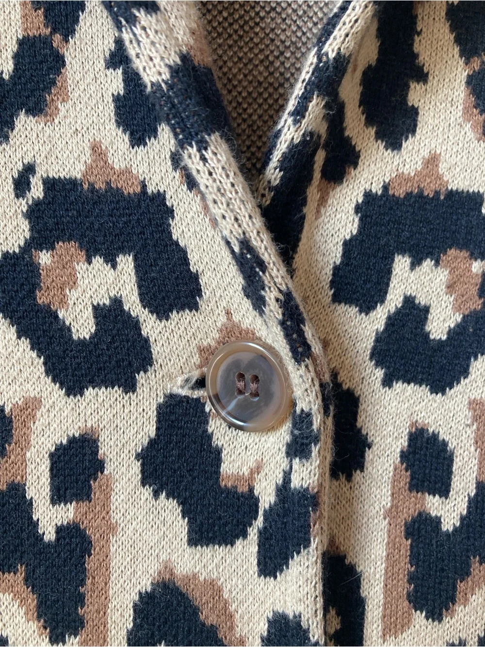 J CREW Leopard Sweater Blazer 100% Cotton 2-Button Size M